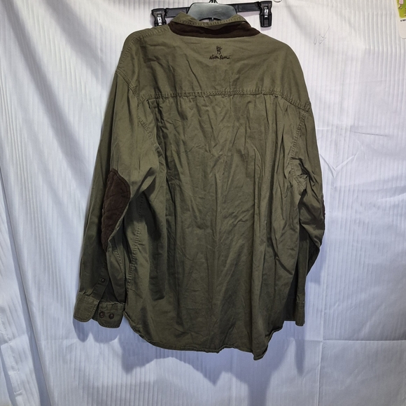 Olive Green Button-Up Shirt with Brown Accents - Picture 8 of 9